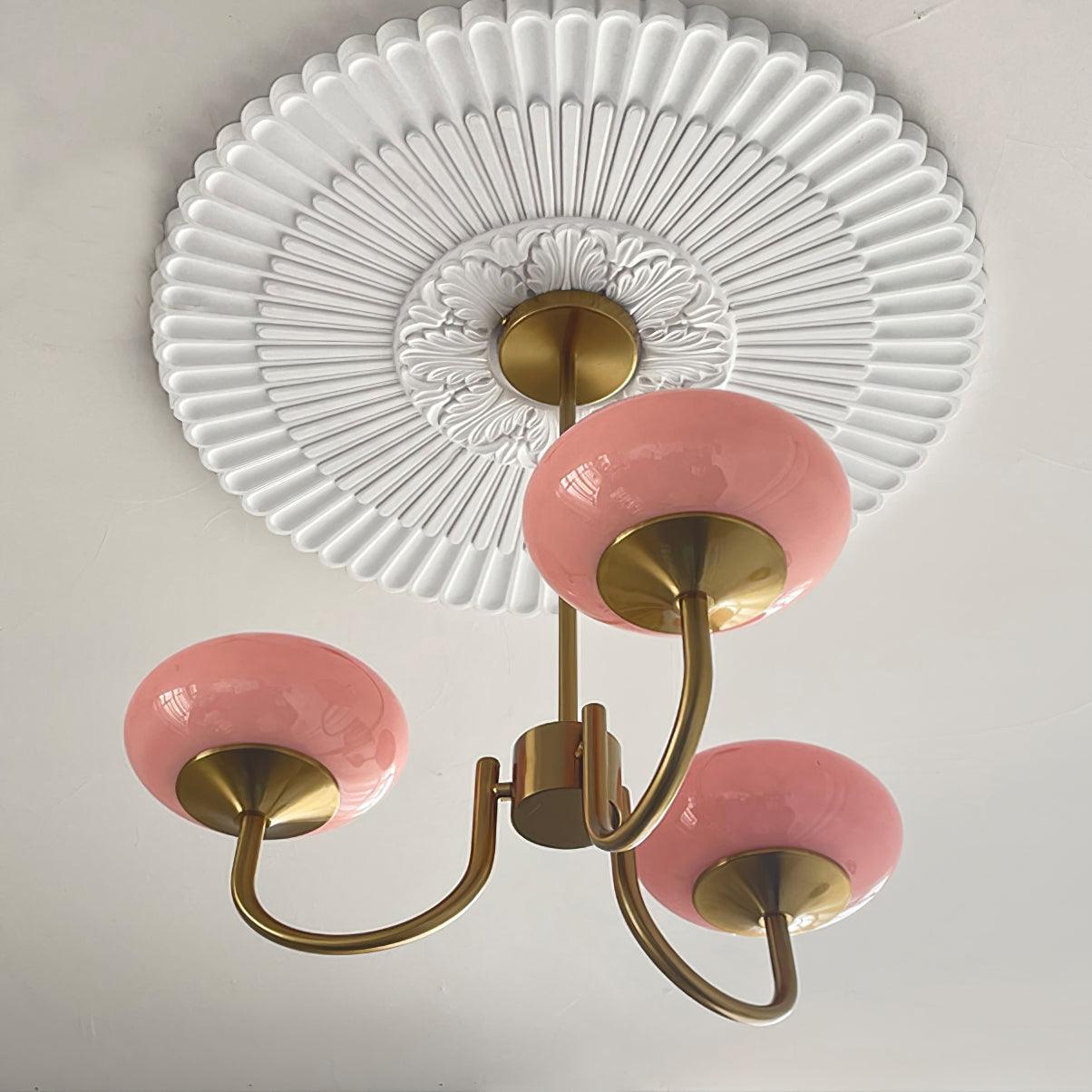 Amara | Round Pink Chandelier Acrylic Light for Living Room & Bedroom