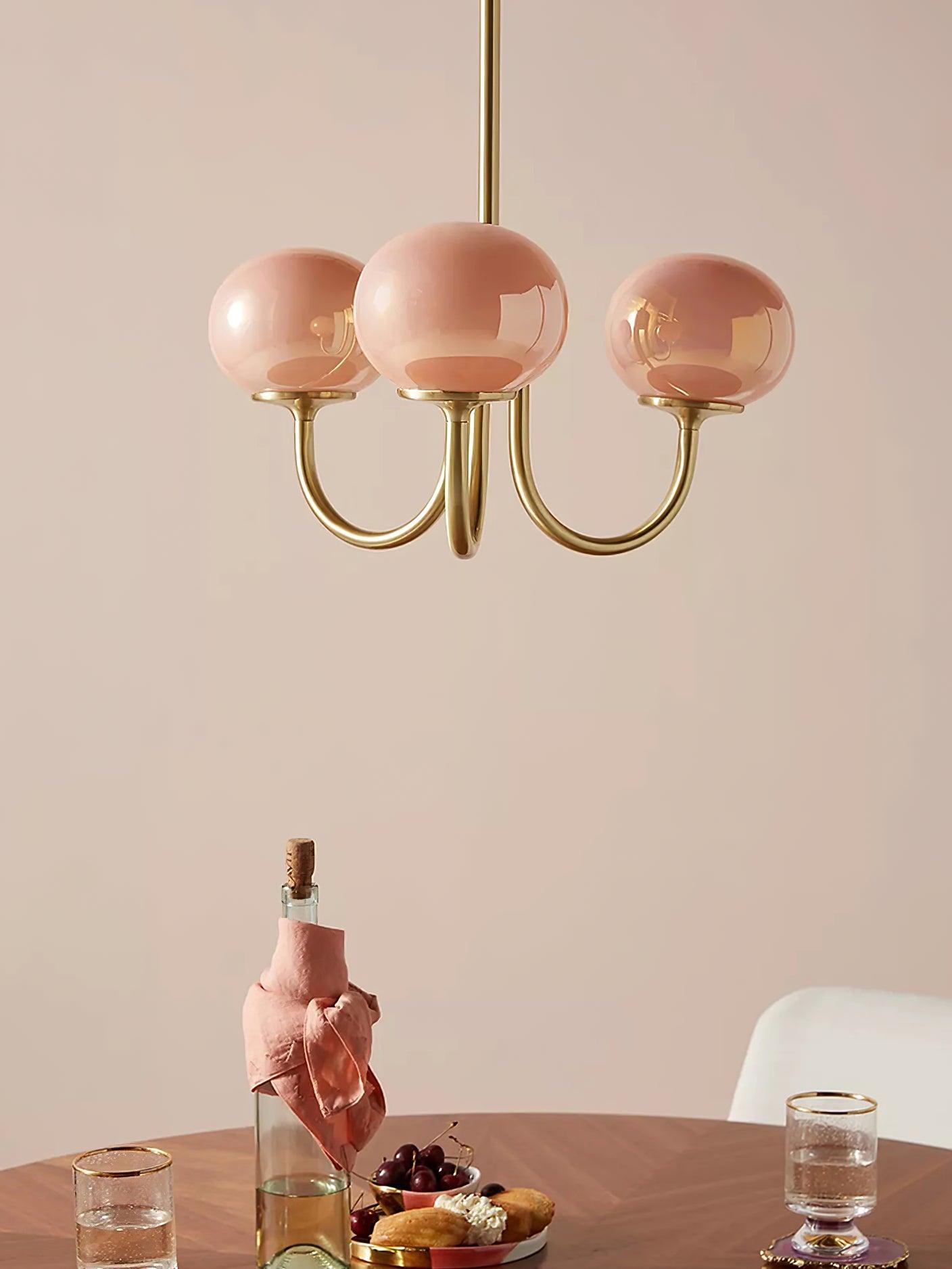 Amara | Round Pink Chandelier Acrylic Light for Living Room & Bedroom