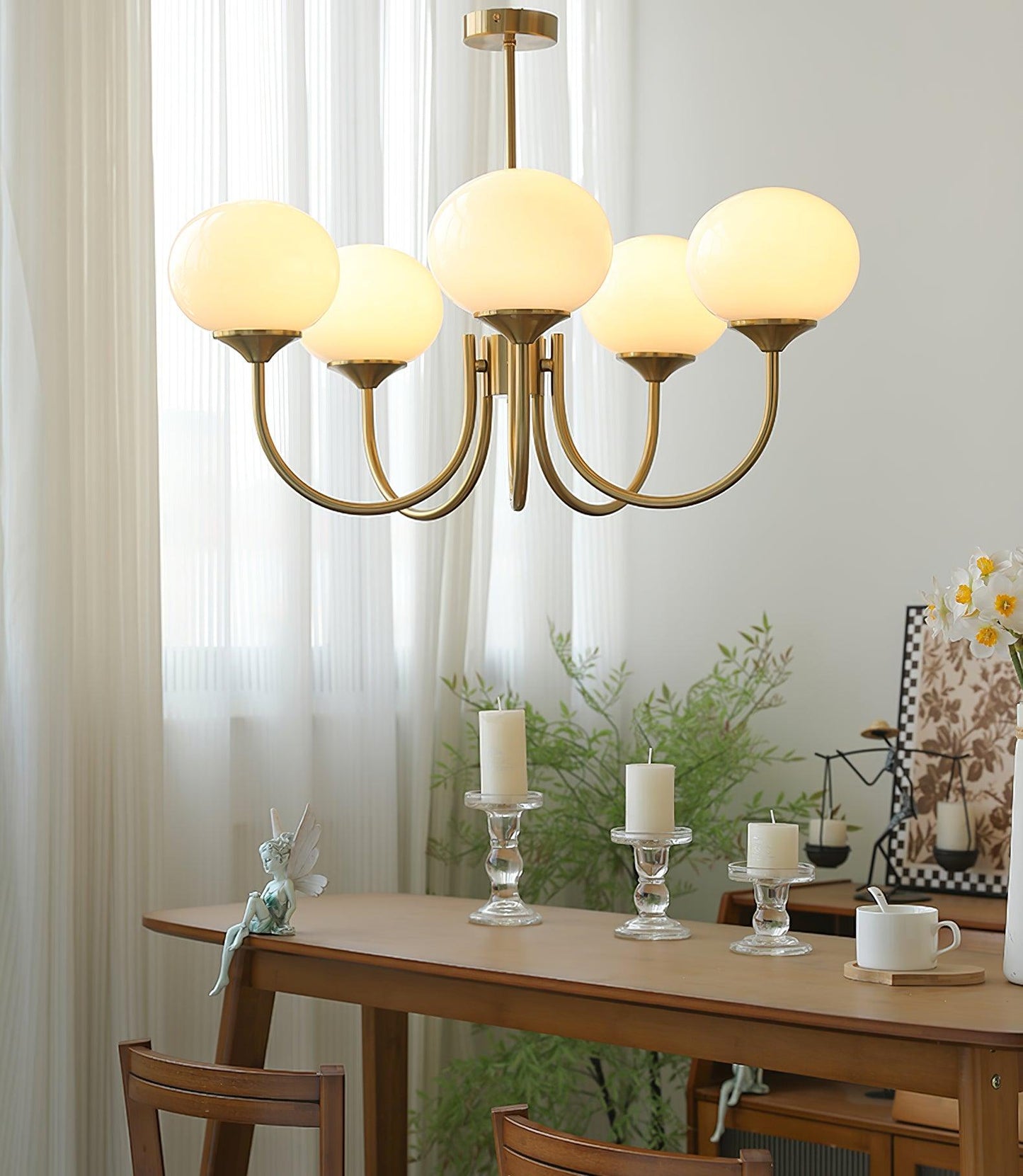 Amara | Round Pink Chandelier Acrylic Light for Living Room & Bedroom