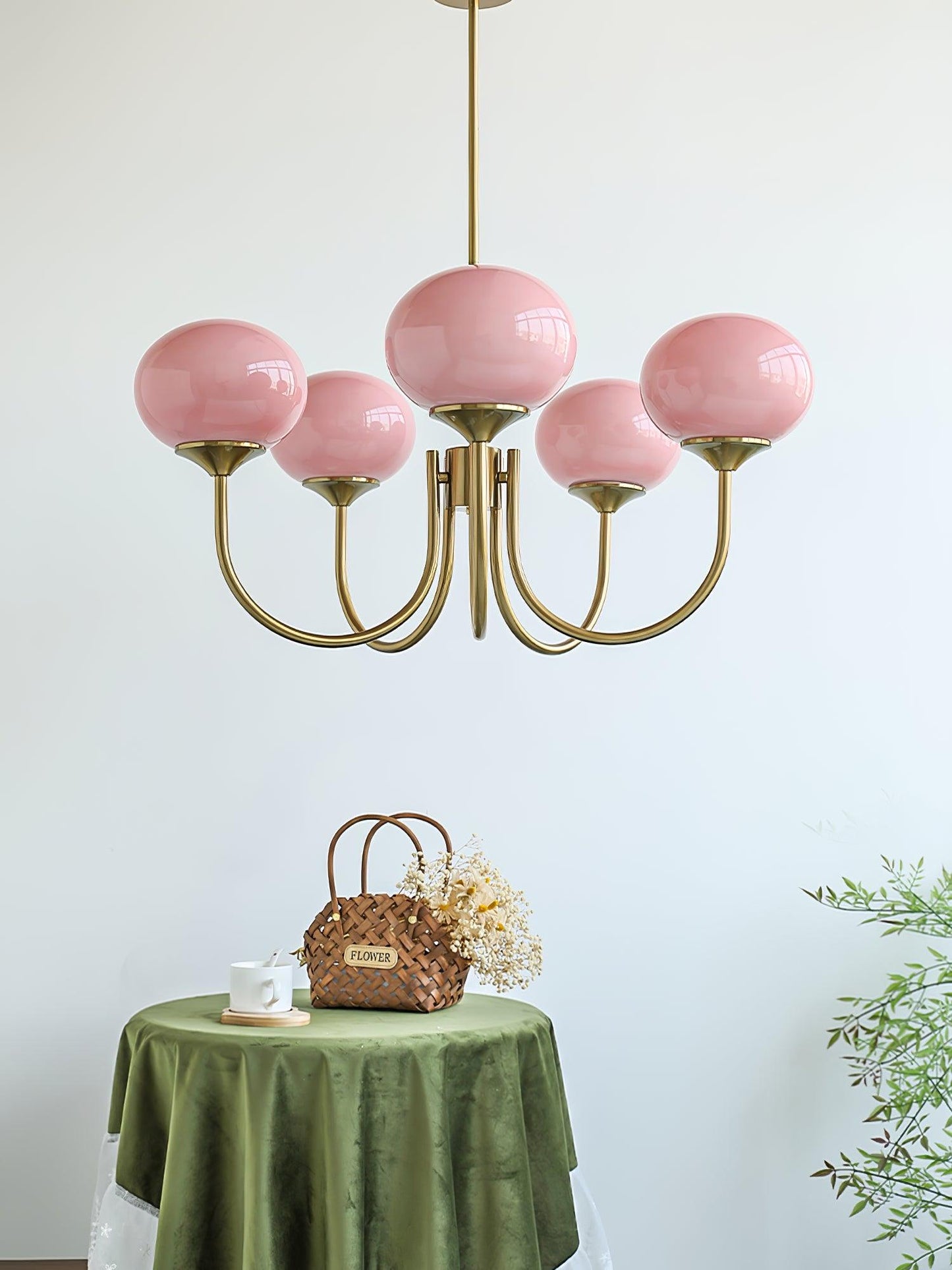 Amara | Round Pink Chandelier Acrylic Light for Living Room & Bedroom