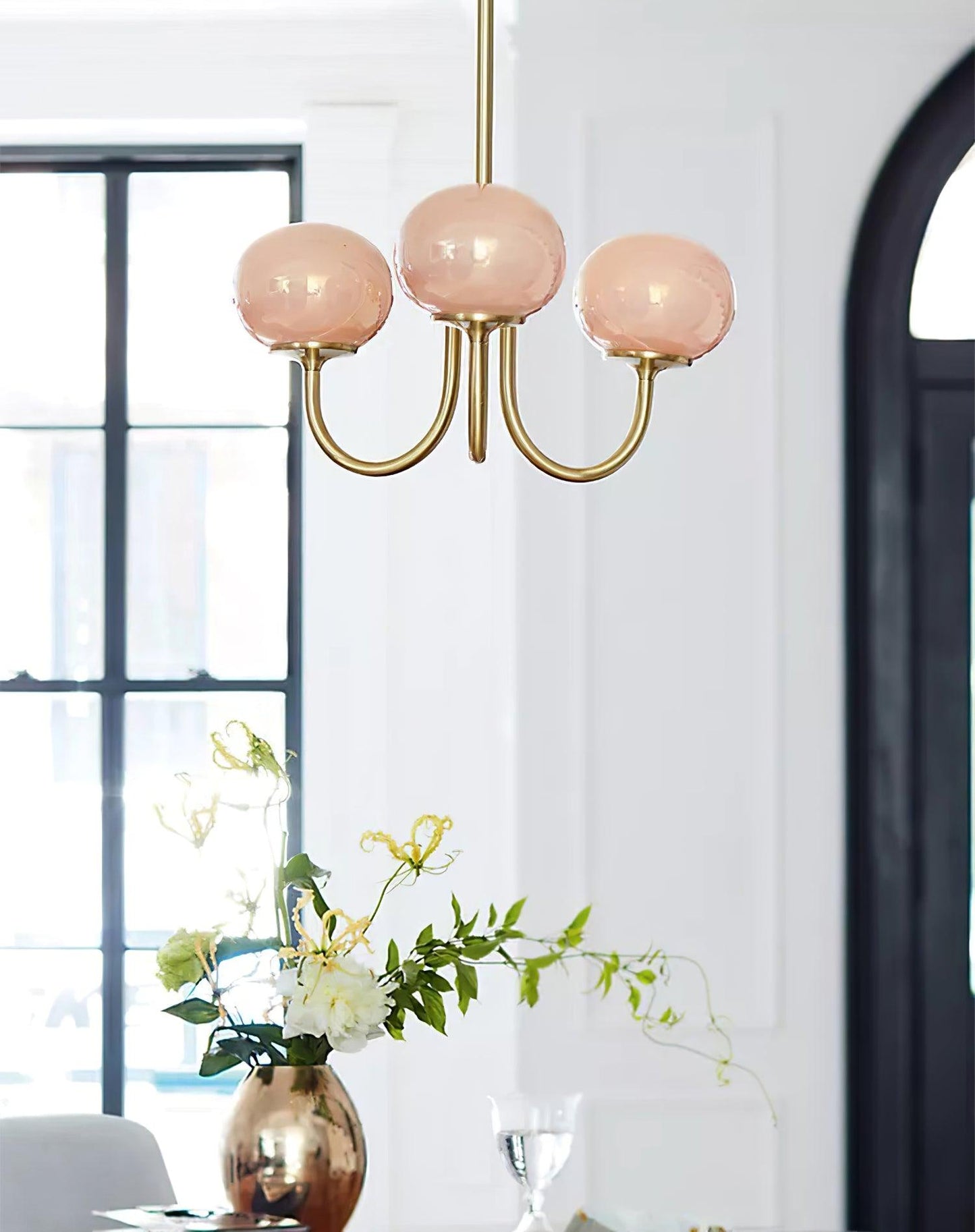 Amara | Round Pink Chandelier Acrylic Light for Living Room & Bedroom