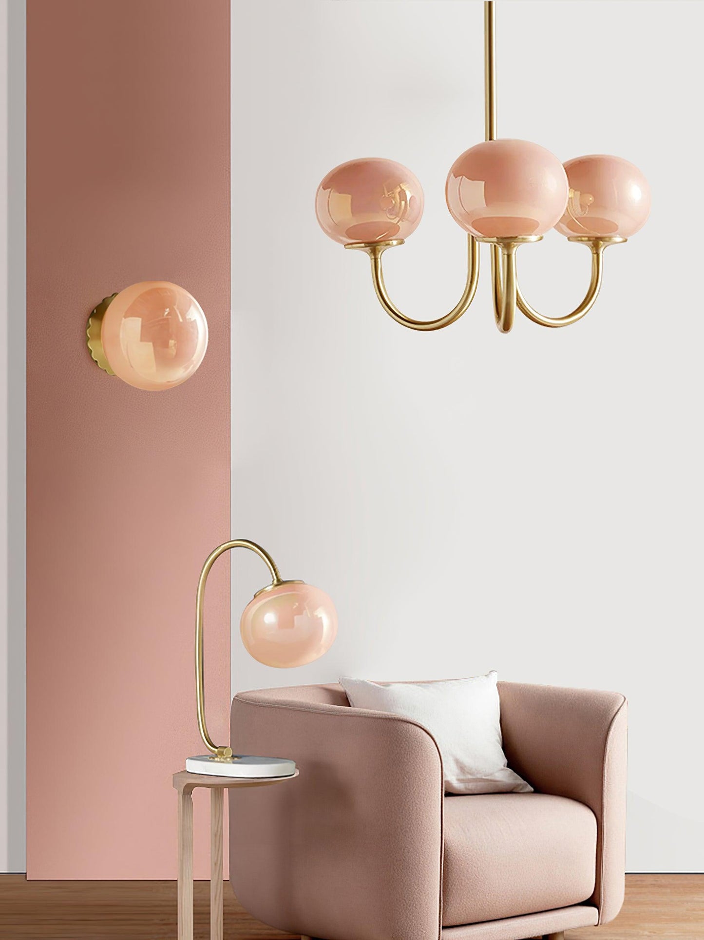 Amara | Round Pink Chandelier Acrylic Light for Living Room & Bedroom