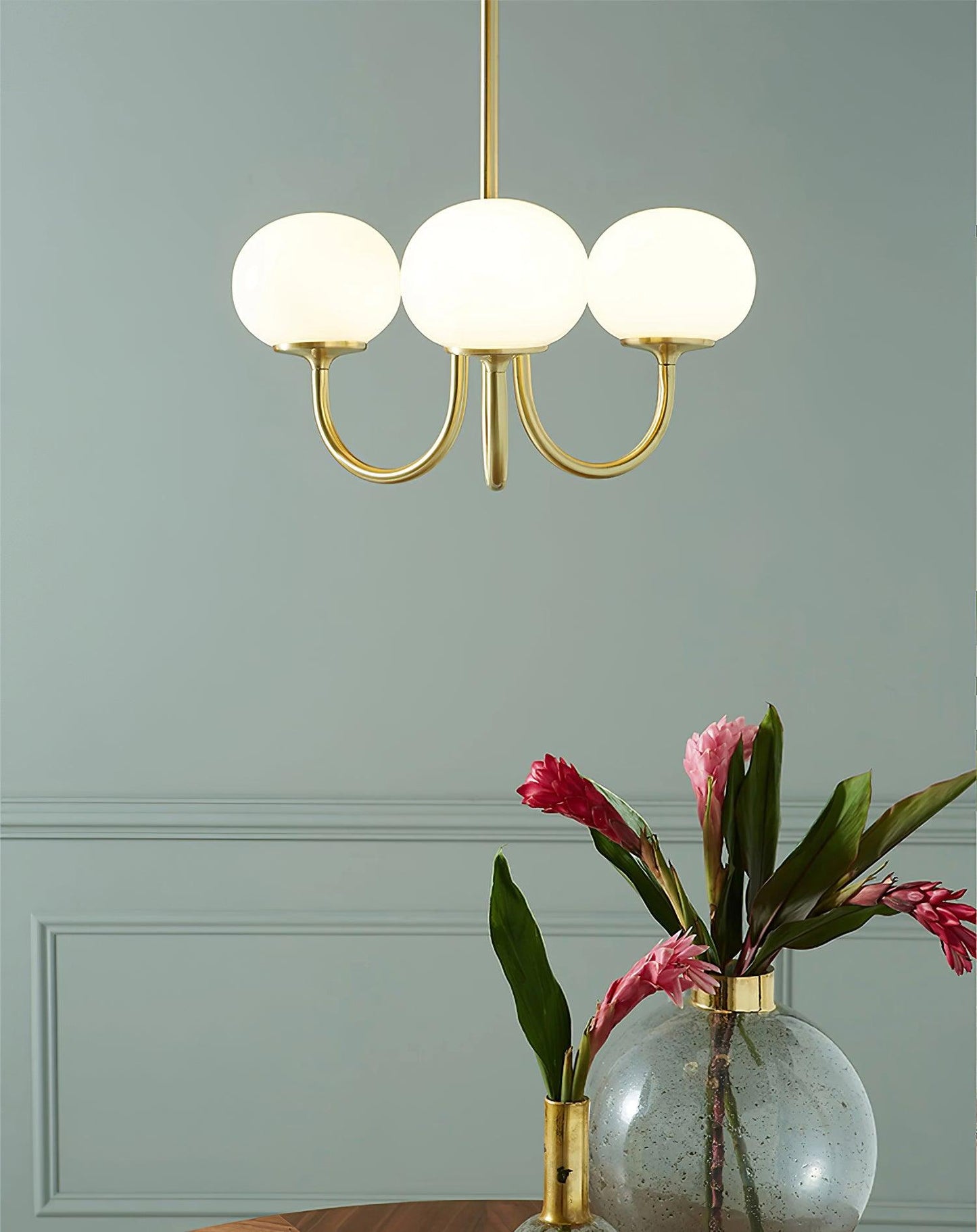 Amara | Round Pink Chandelier Acrylic Light for Living Room & Bedroom