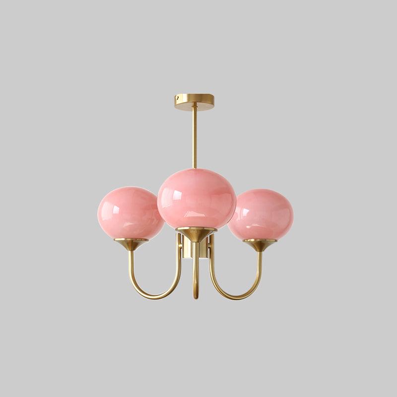Amara | Round Pink Chandelier Acrylic Light for Living Room & Bedroom