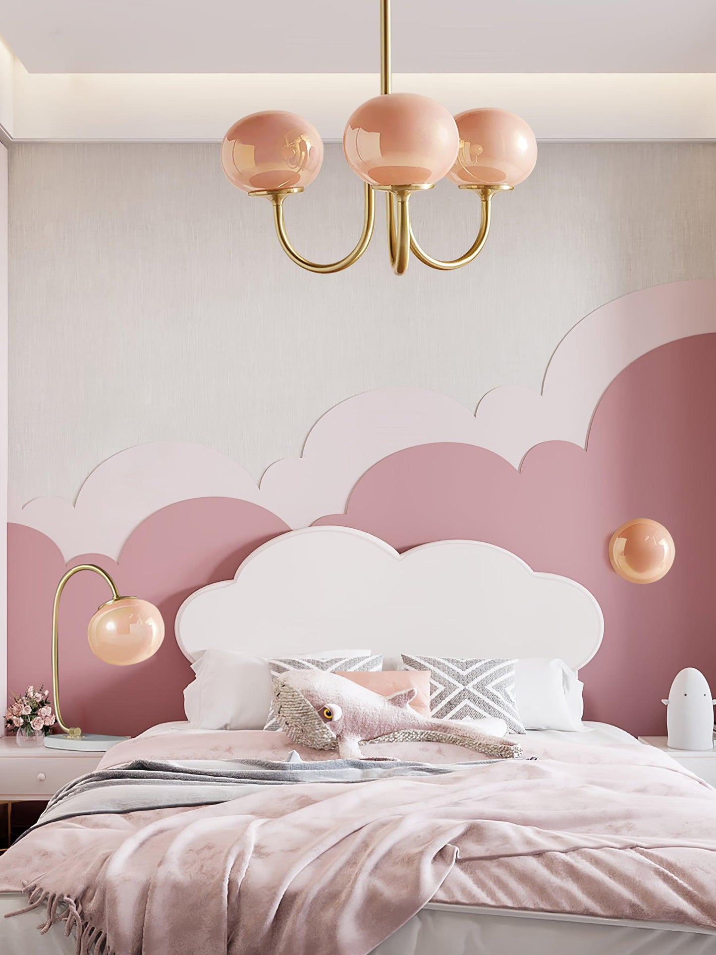 Amara | Round Pink Chandelier Acrylic Light for Living Room & Bedroom