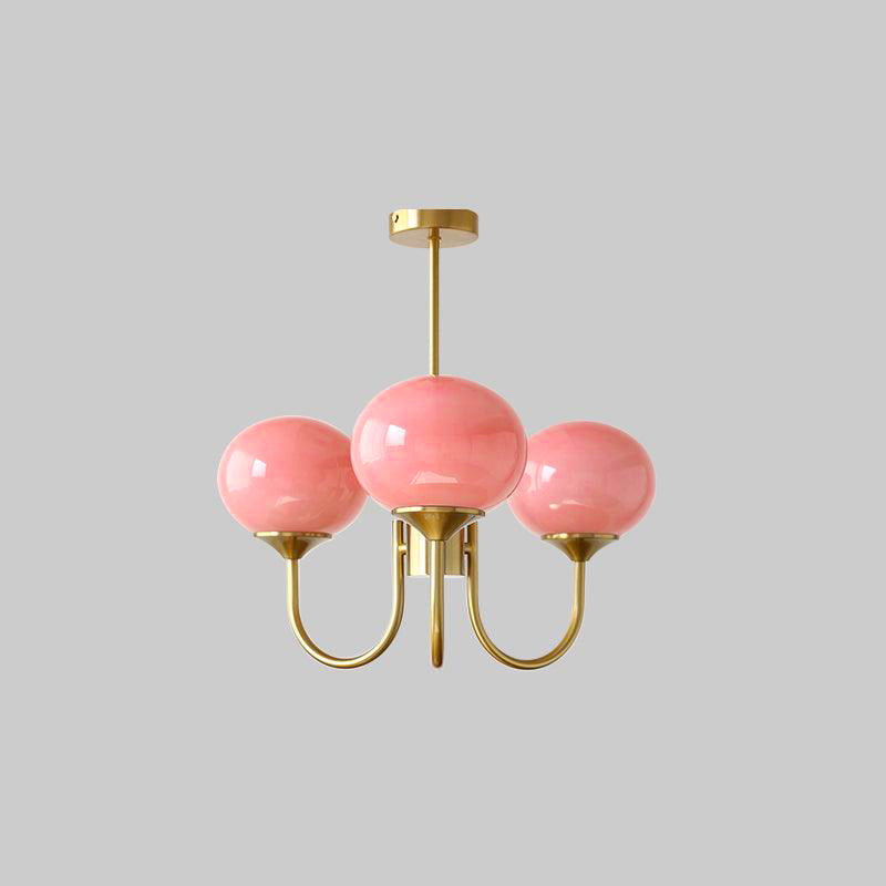 Amara | Round Pink Chandelier Acrylic Light for Living Room & Bedroom