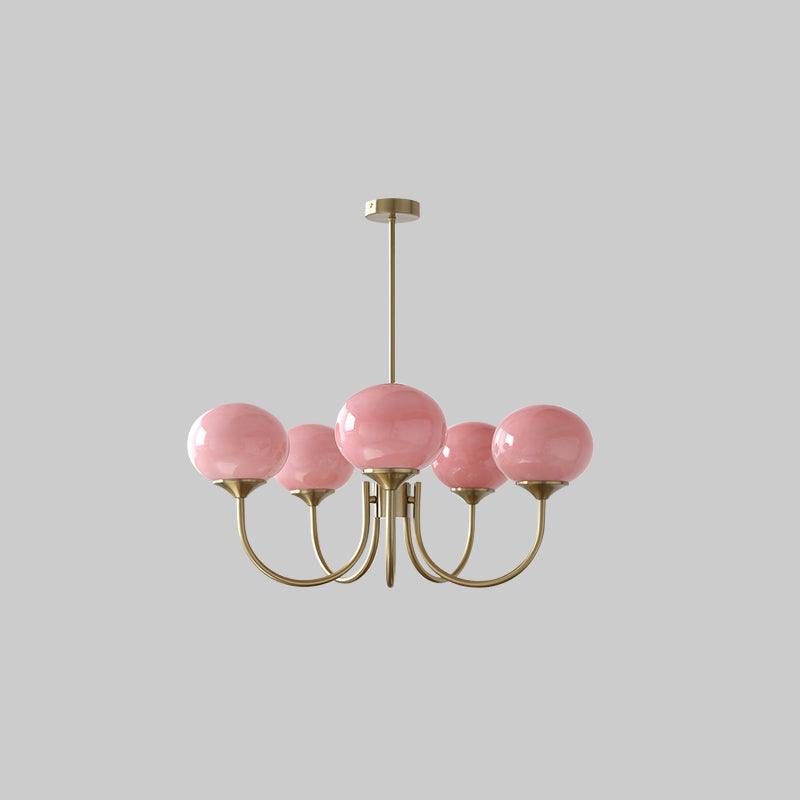 Amara | Round Pink Chandelier Acrylic Light for Living Room & Bedroom