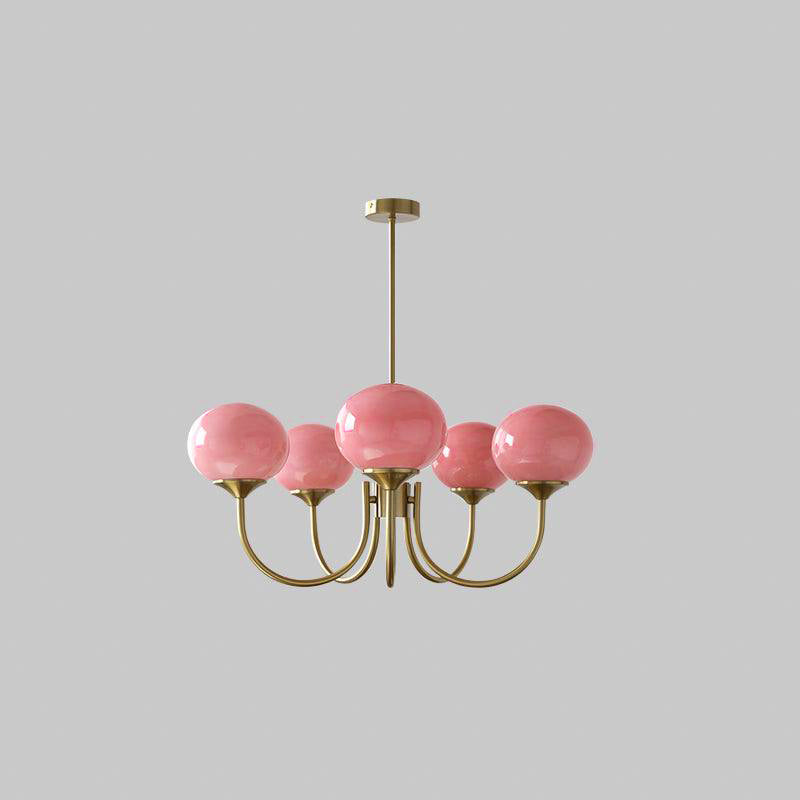 Amara | Round Pink Chandelier Acrylic Light for Living Room & Bedroom