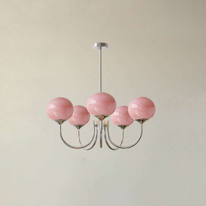 Amara | Round Pink Chandelier Acrylic Light for Living Room & Bedroom
