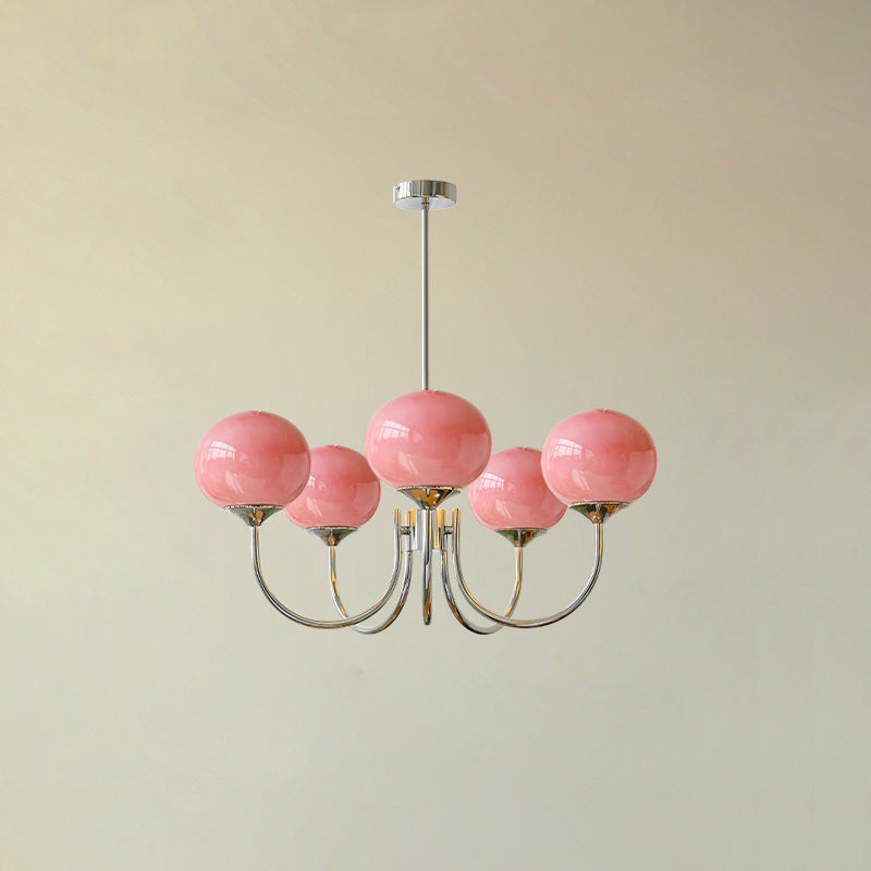 Amara | Round Pink Chandelier Acrylic Light for Living Room & Bedroom