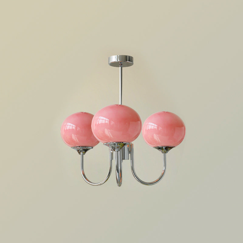 Amara | Round Pink Chandelier Acrylic Light for Living Room & Bedroom