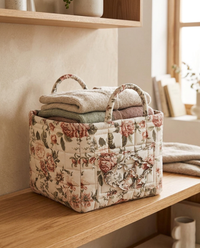 Delicate Floral Canvas Storage Basket - Petal