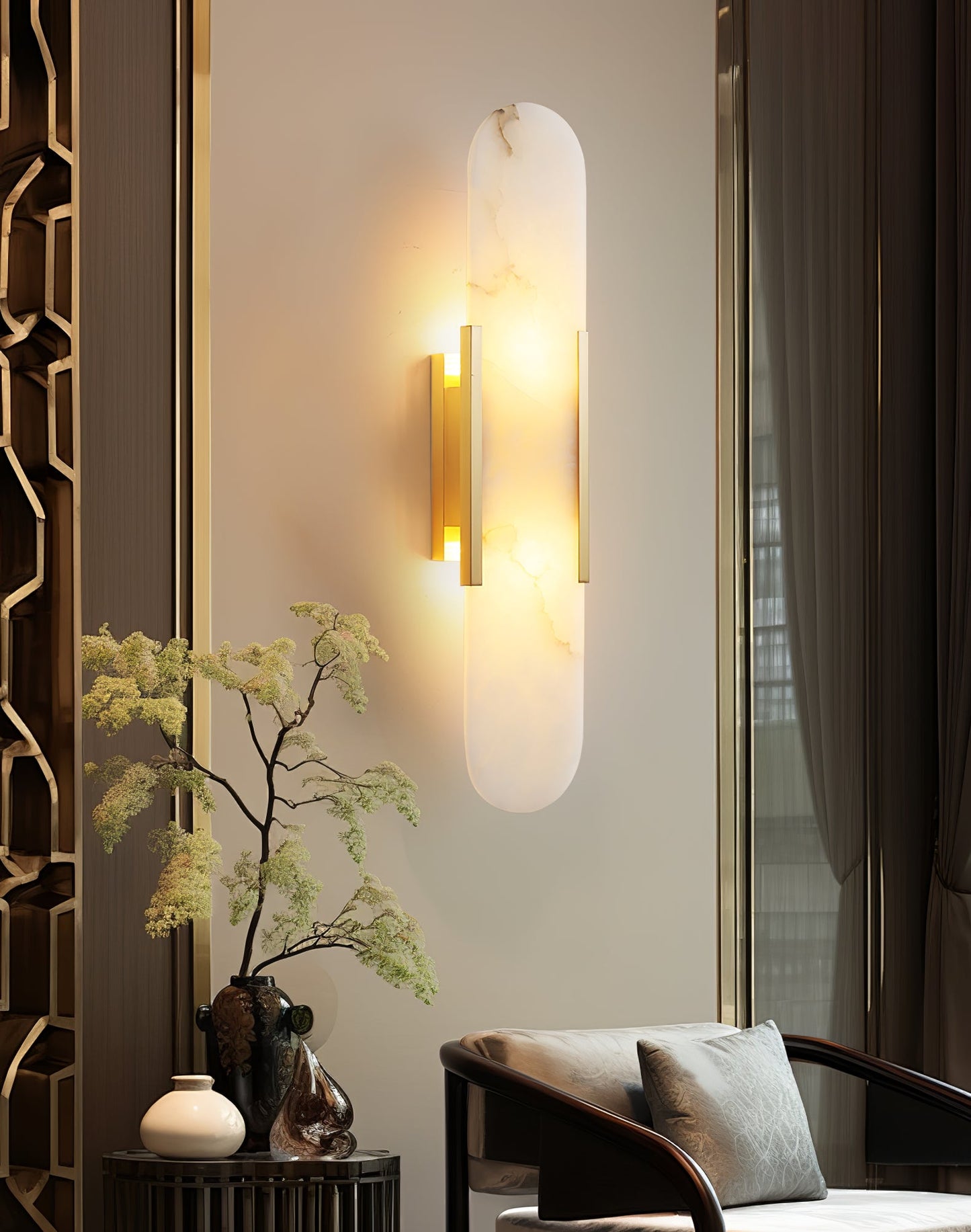 Sarah | Vertical Wall Lamp Alabaster Living Room Bedside Light