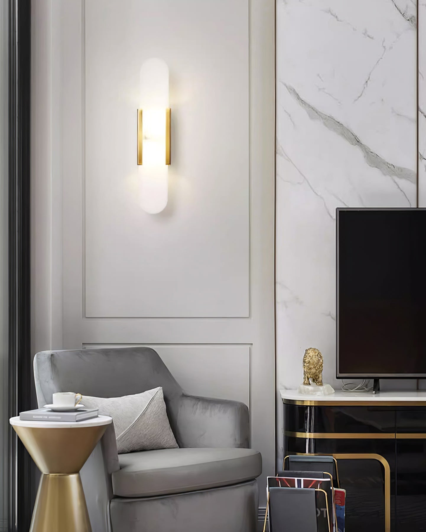 Sarah | Vertical Wall Lamp Alabaster Living Room Bedside Light