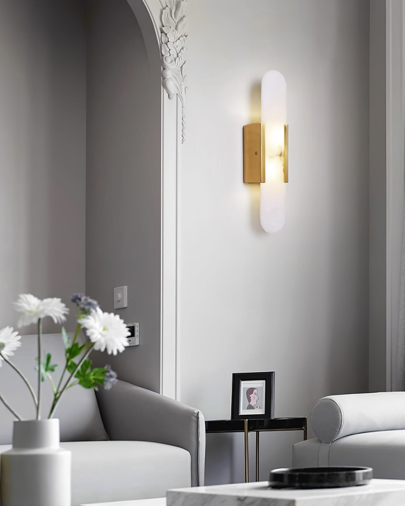Sarah | Vertical Wall Lamp Alabaster Living Room Bedside Light
