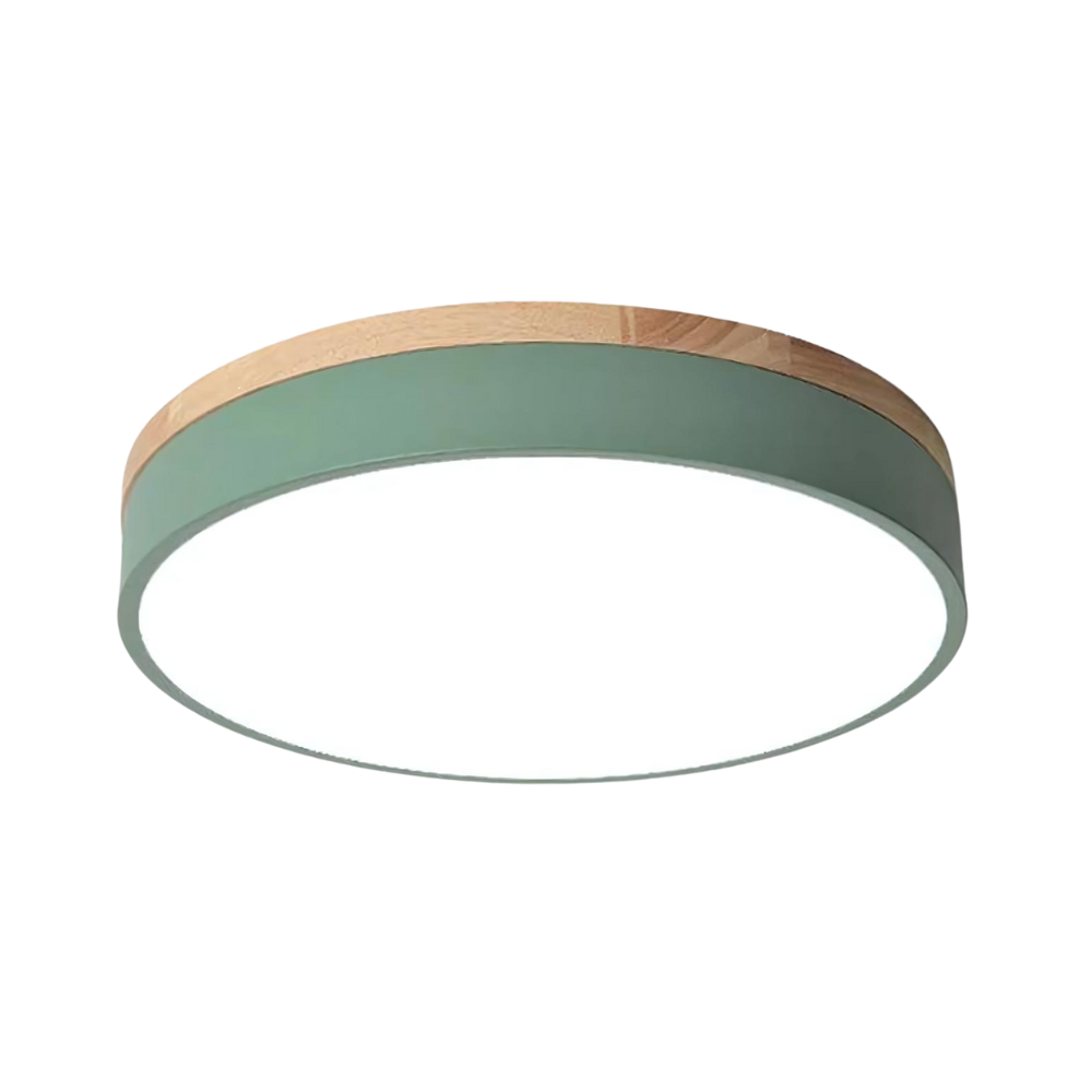 Modern Ceiling Lamp | Round LED with Wood Details