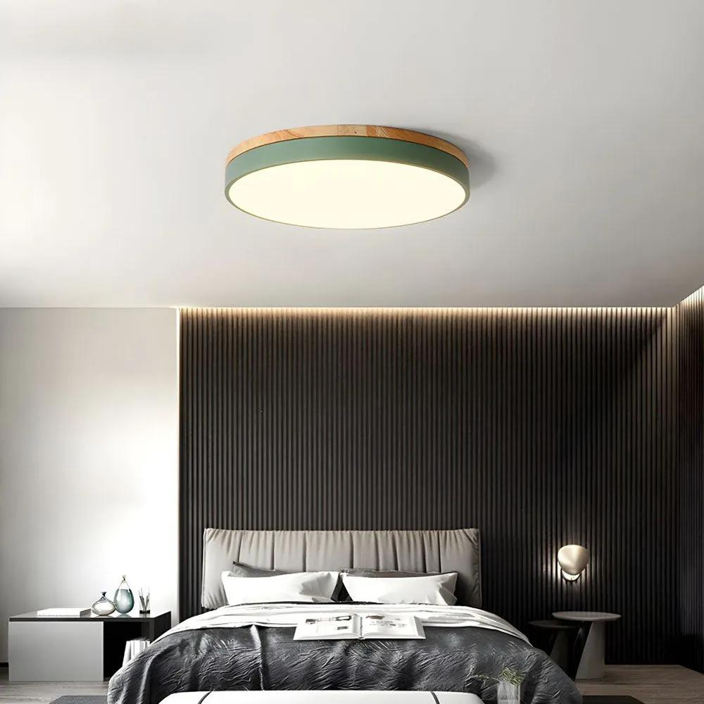 Modern Ceiling Lamp | Round LED with Wood Details