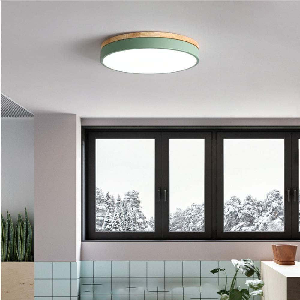 Modern Ceiling Lamp | Round LED with Wood Details