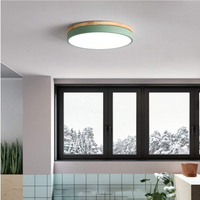 Modern Ceiling Lamp | Round LED with Wood Details