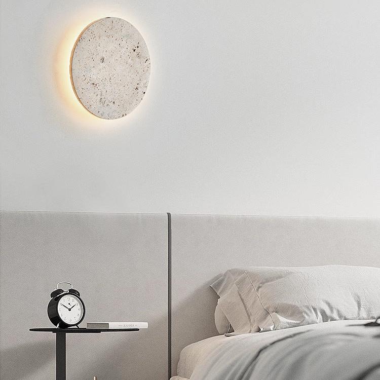 Vida | Natural Travertine Stone Round Wall Light