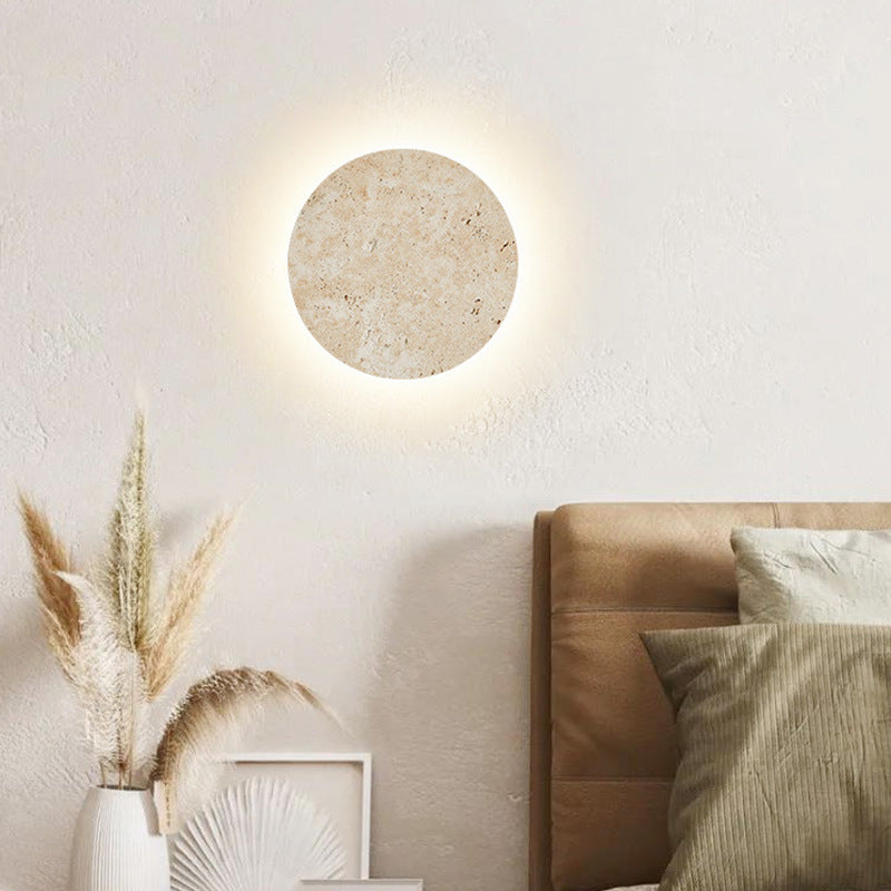 Vida | Natural Travertine Stone Round Wall Light