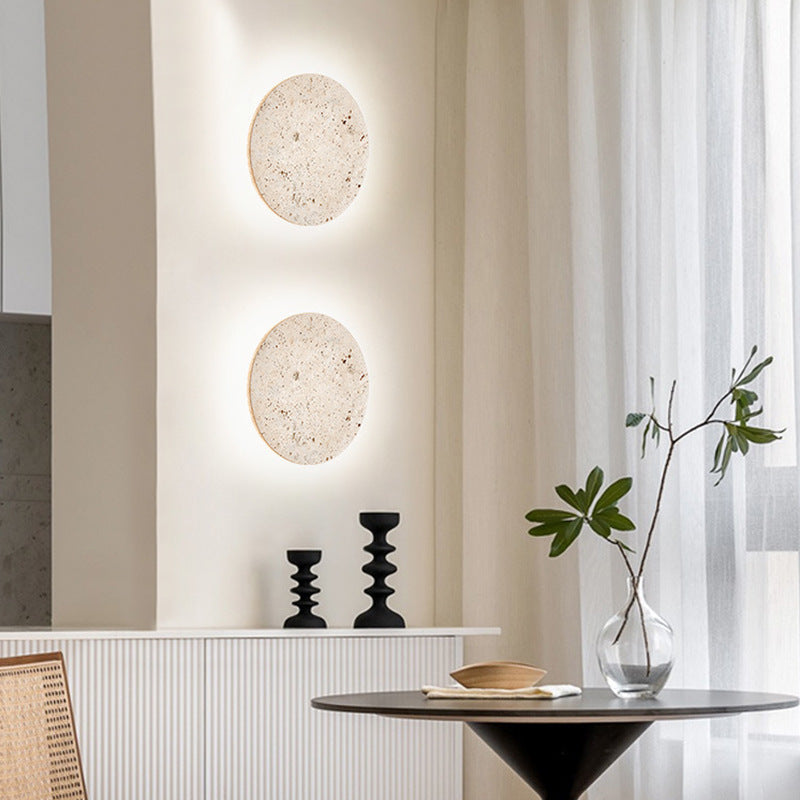 Vida | Natural Travertine Stone Round Wall Light