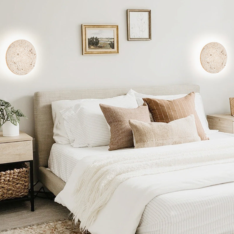 Vida | Natural Travertine Stone Round Wall Light