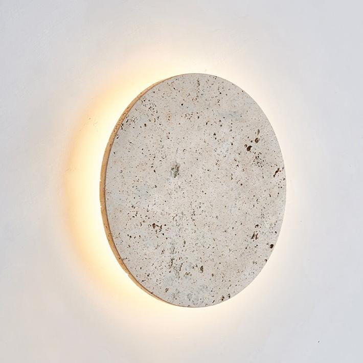 Vida | Natural Travertine Stone Round Wall Light