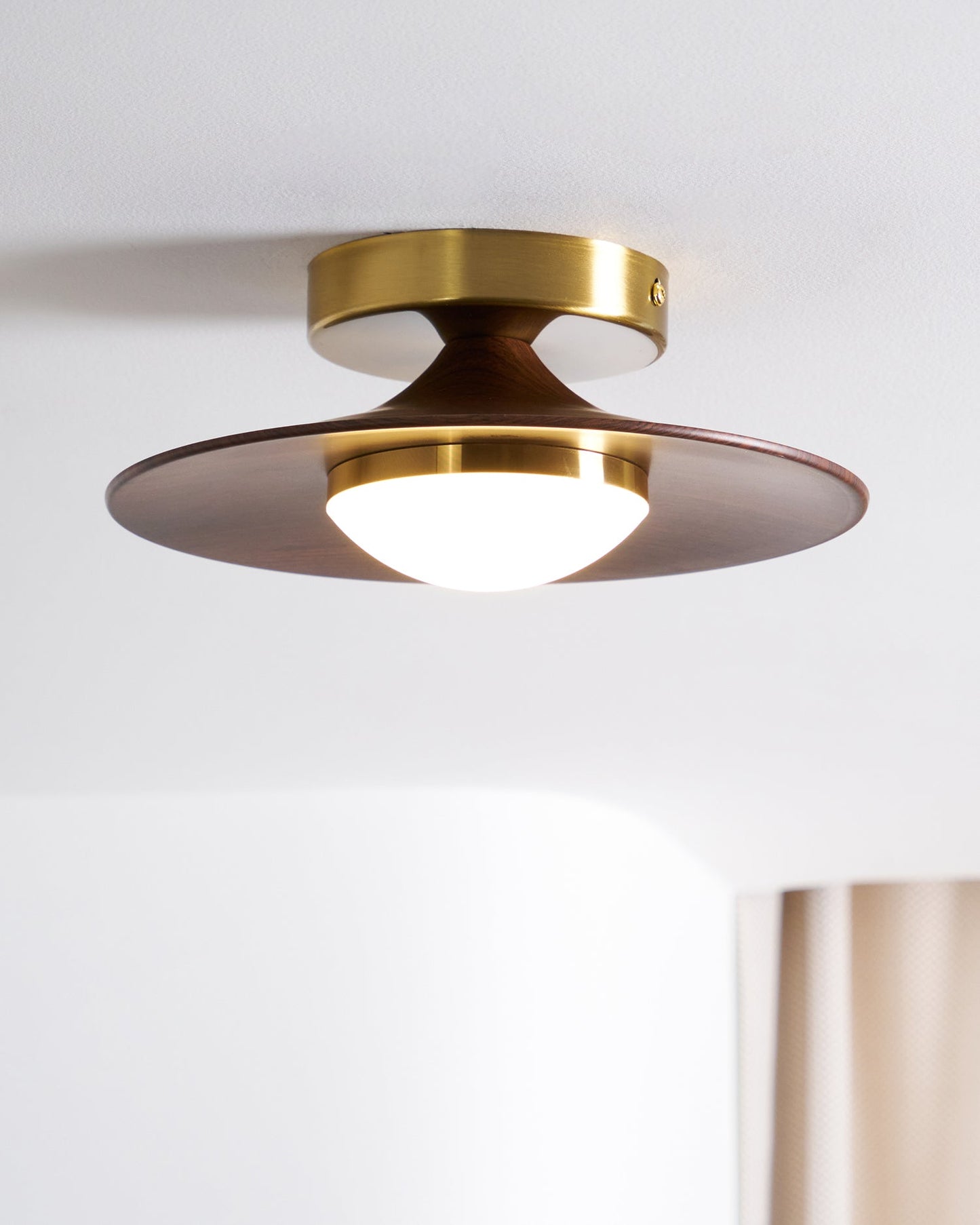Rayvix | Saucer Shaped Walnut Finish Hallway Ceiling Light