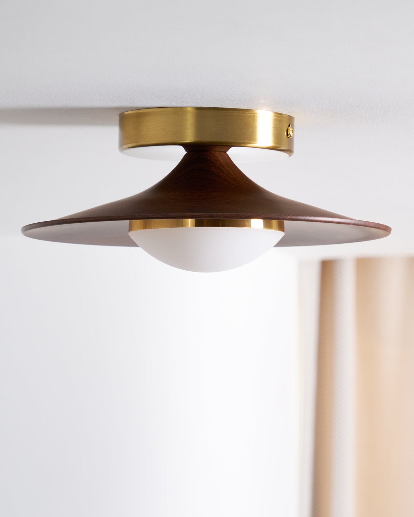 Rayvix | Saucer Shaped Walnut Finish Hallway Ceiling Light