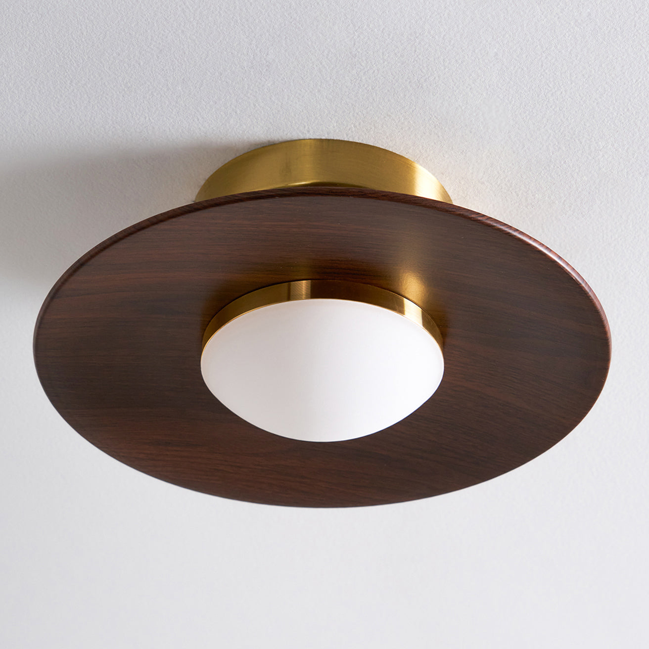Rayvix | Saucer Shaped Walnut Finish Hallway Ceiling Light
