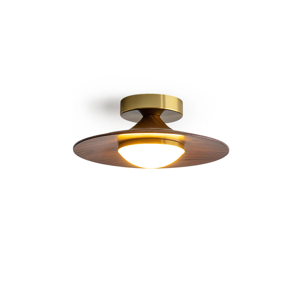 Rayvix | Saucer Shaped Walnut Finish Hallway Ceiling Light