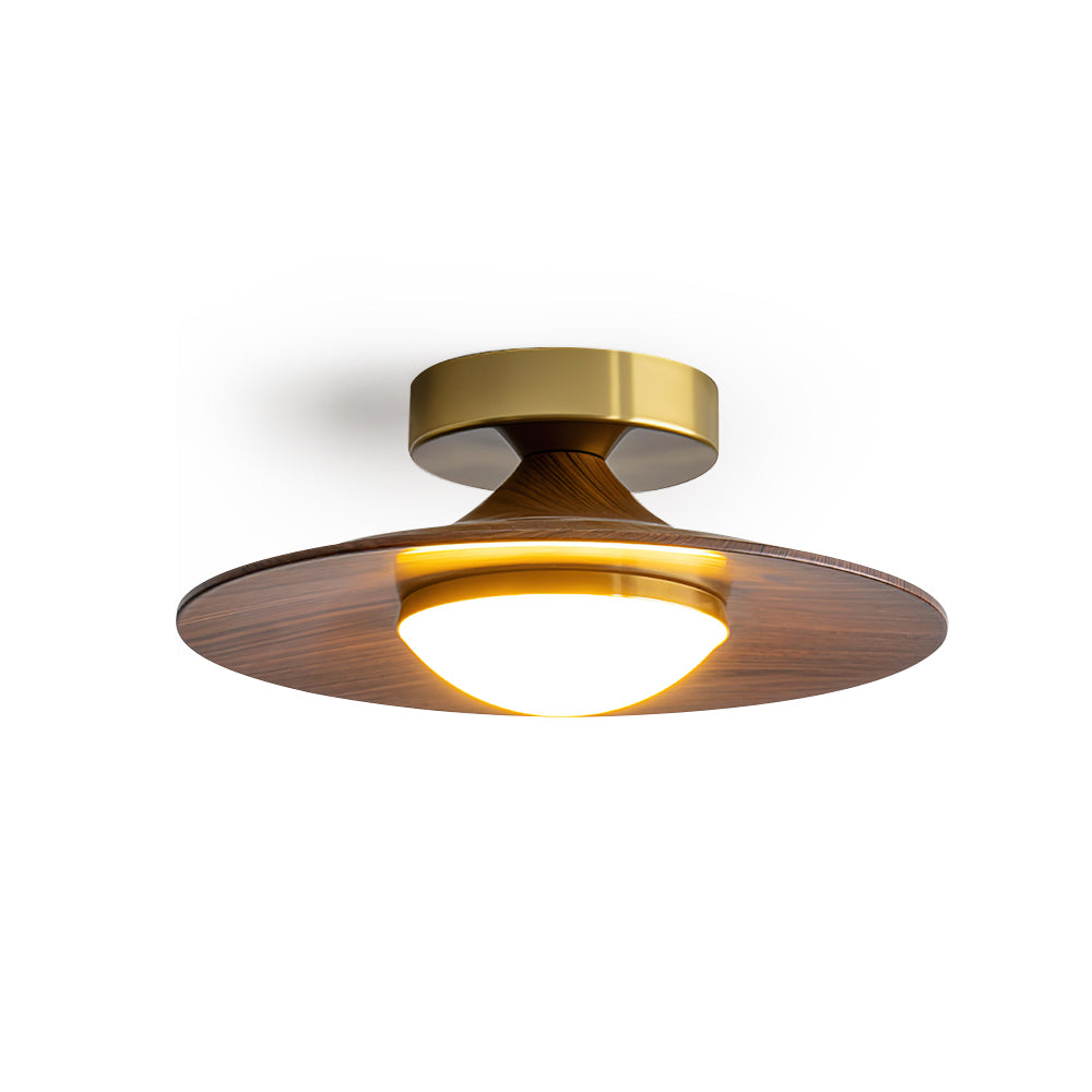 Rayvix | Saucer Shaped Walnut Finish Hallway Ceiling Light