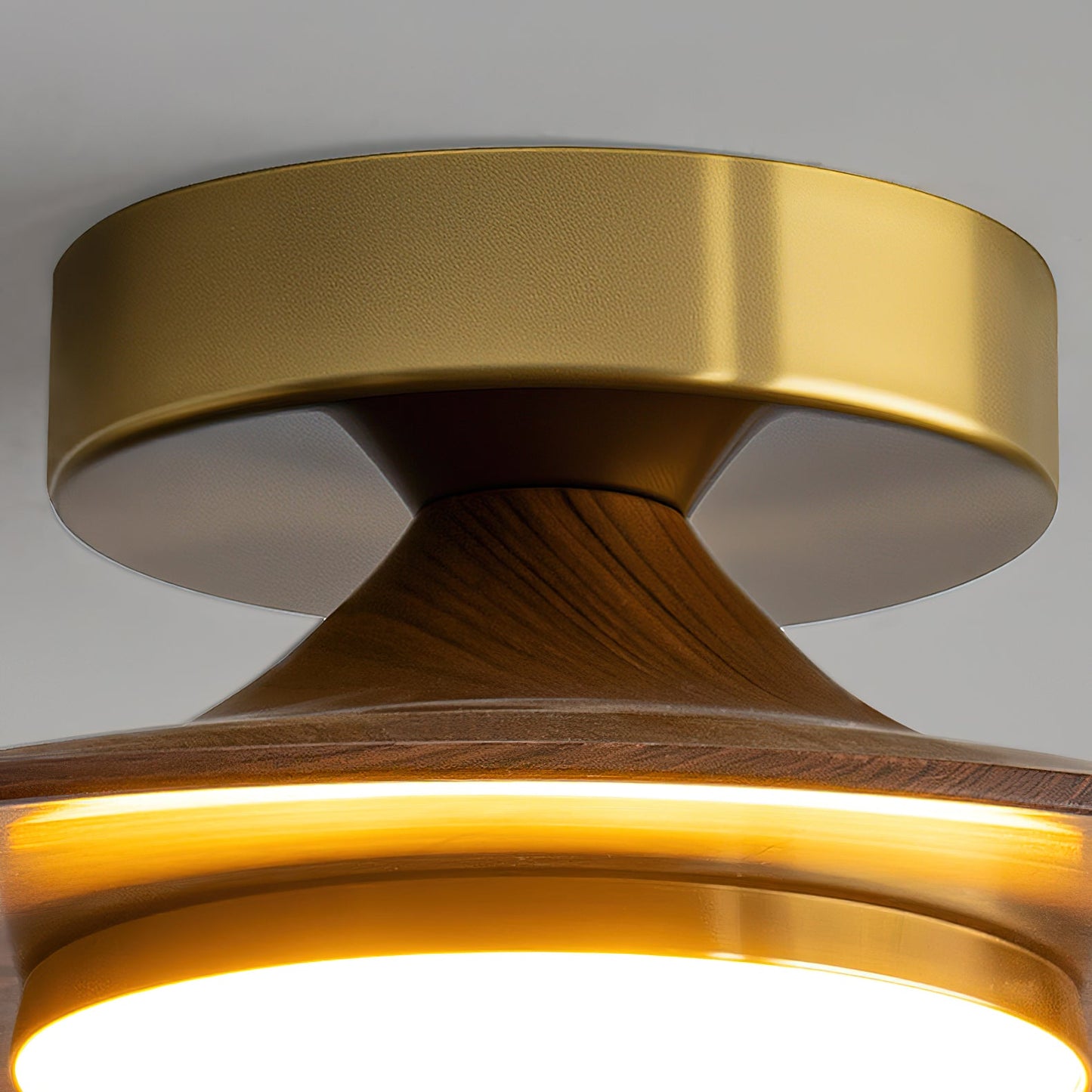 Rayvix | Saucer Shaped Walnut Finish Hallway Ceiling Light
