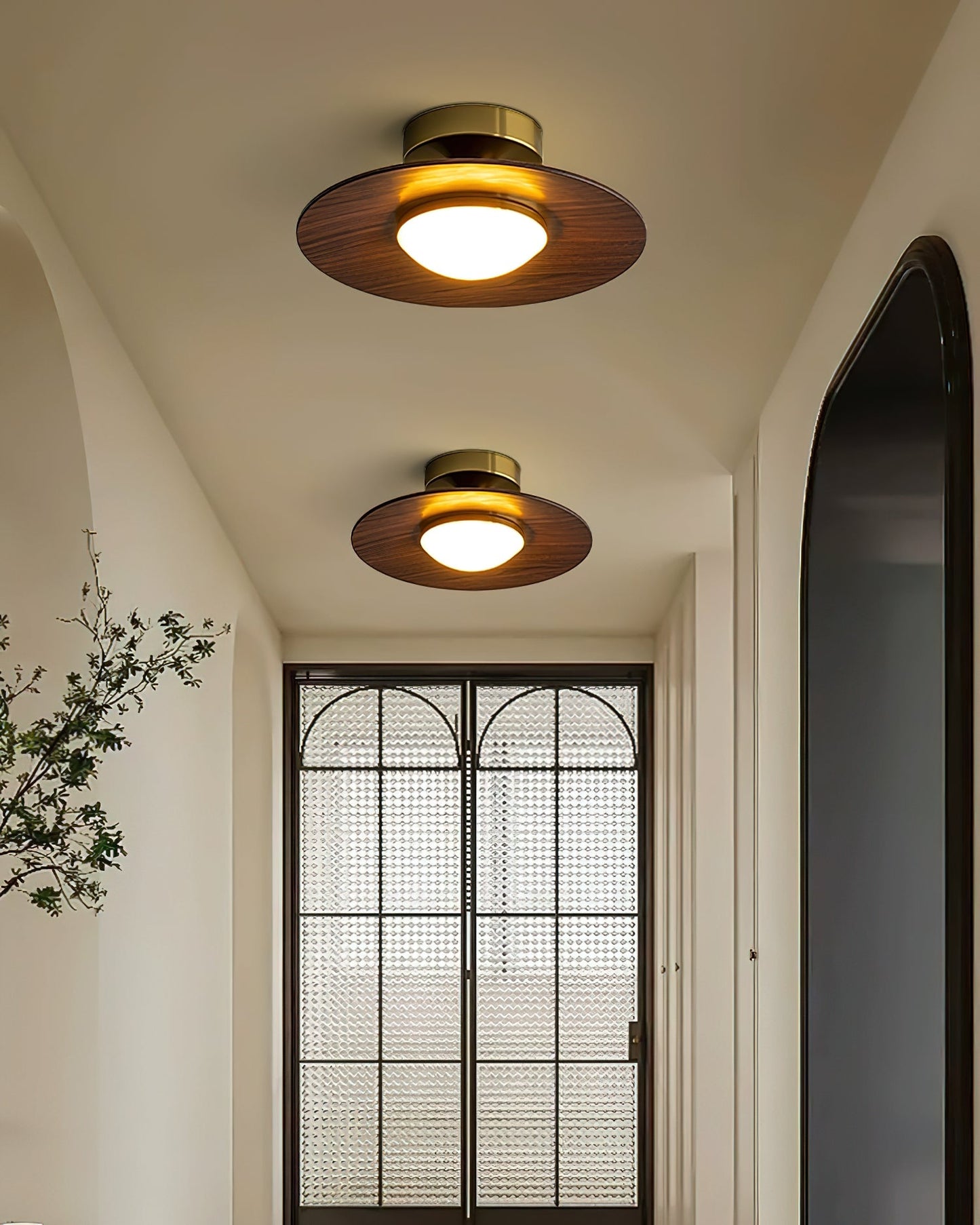 Rayvix | Saucer Shaped Walnut Finish Hallway Ceiling Light