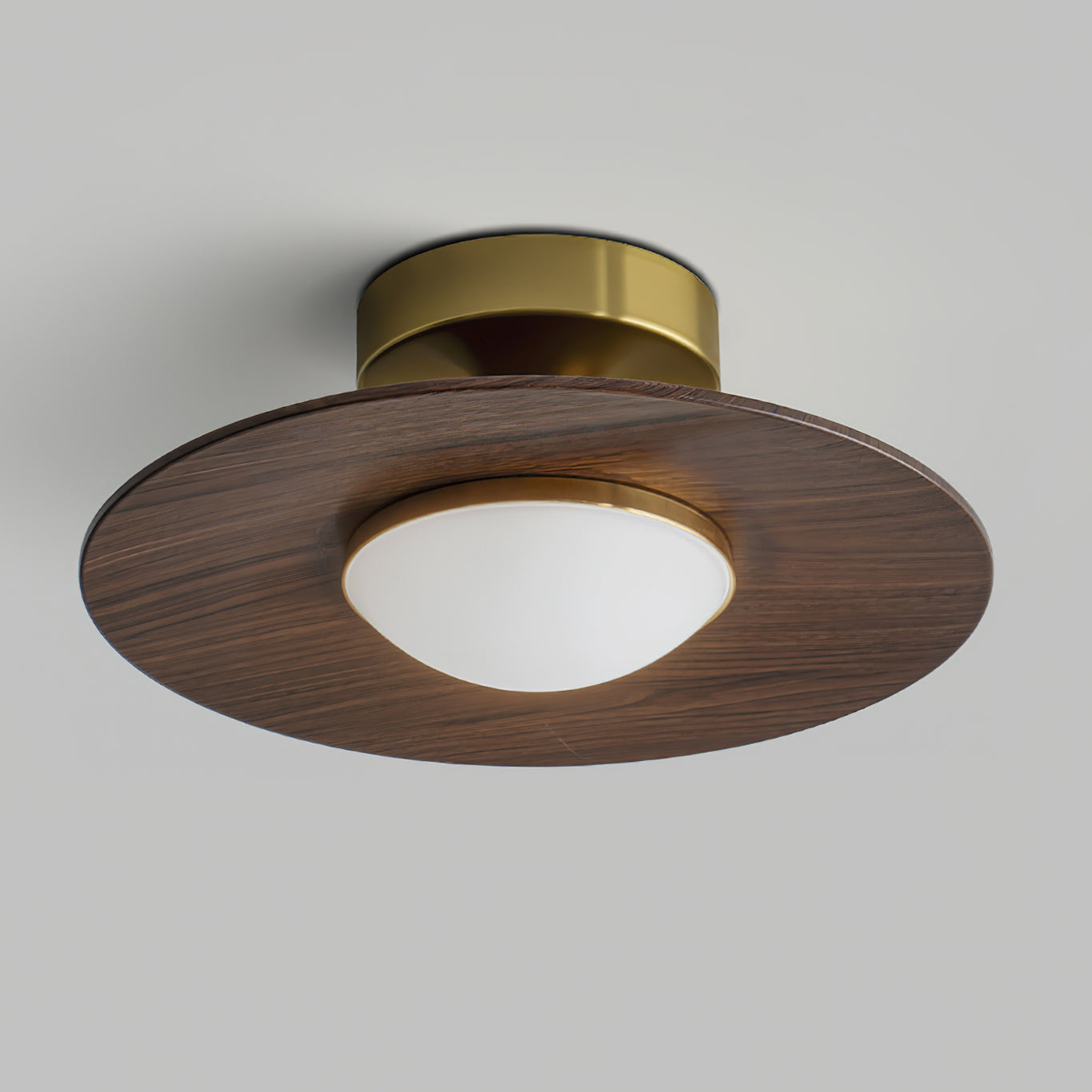 Rayvix | Saucer Shaped Walnut Finish Hallway Ceiling Light