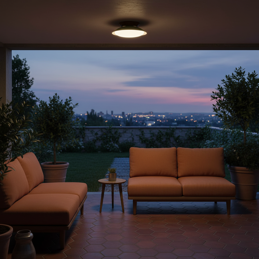 Pablo | LED Retro Ceiling Light, Green & Warm Brown