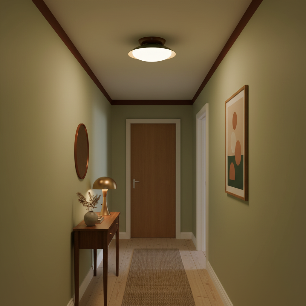 Pablo | LED Retro Ceiling Light, Green & Warm Brown