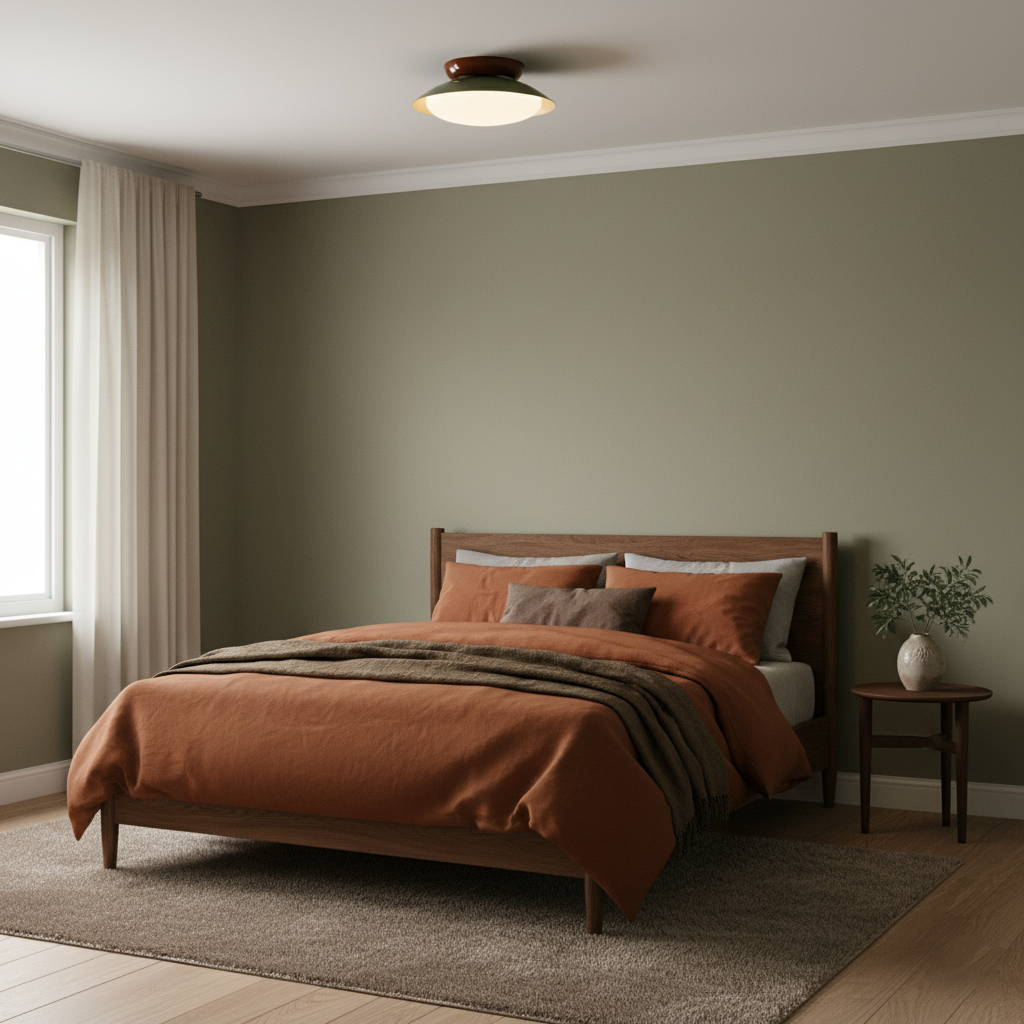 Pablo | LED Retro Ceiling Light, Green & Warm Brown