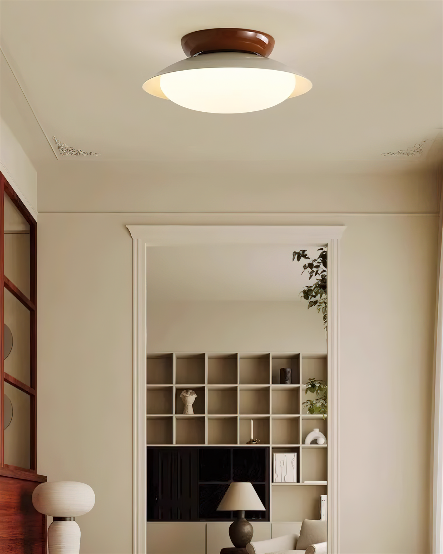 Pablo | LED Retro Ceiling Light, Green & Warm Brown