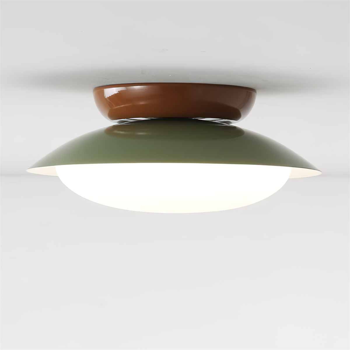 Pablo | LED Retro Ceiling Light, Green & Warm Brown