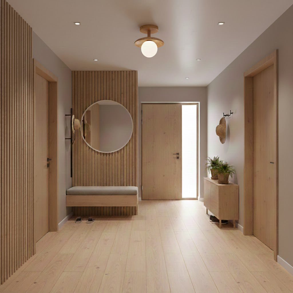 Glivon | Ash Wood Ceiling Light Flush Mount Entryway