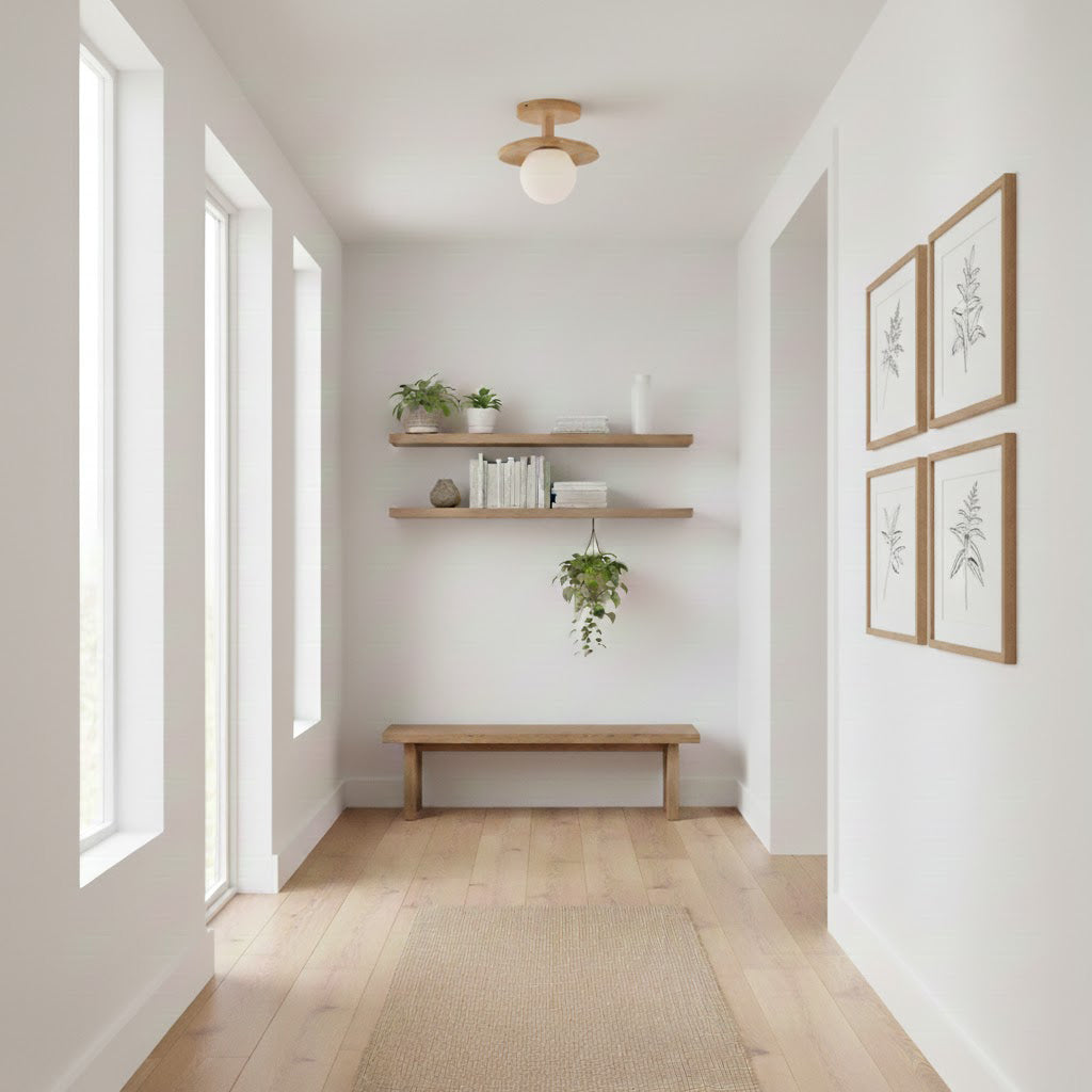 Glivon | Ash Wood Ceiling Light Flush Mount Entryway