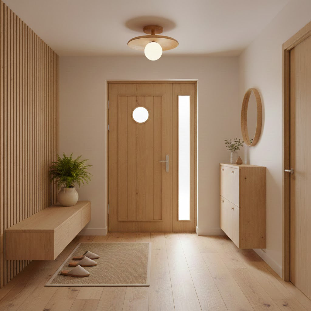 Glivon | Ash Wood Ceiling Light Flush Mount Entryway