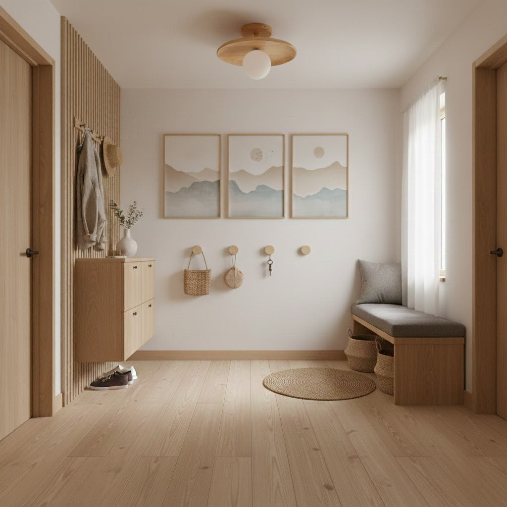 Glivon | Ash Wood Ceiling Light Flush Mount Entryway