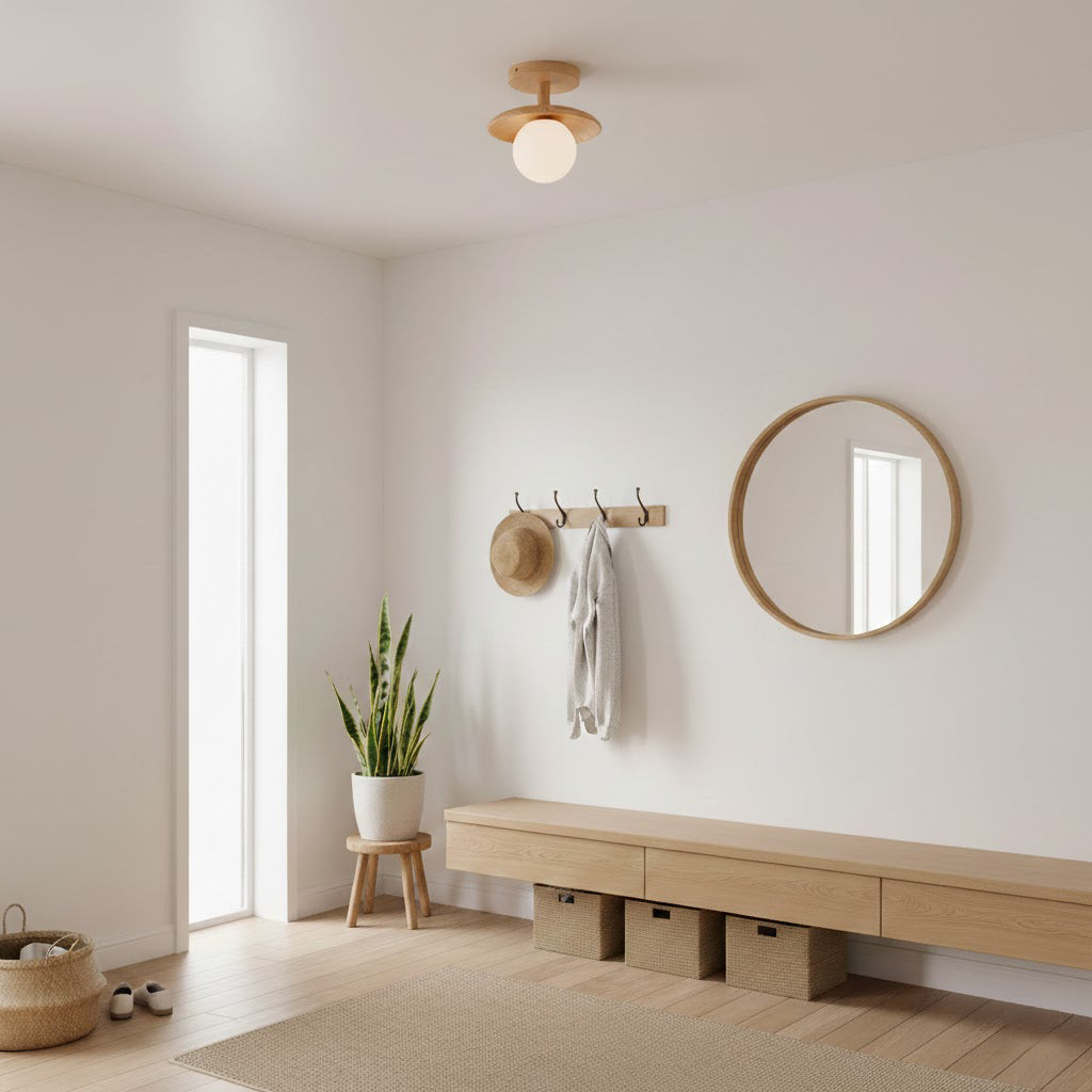 Glivon | Ash Wood Ceiling Light Flush Mount Entryway