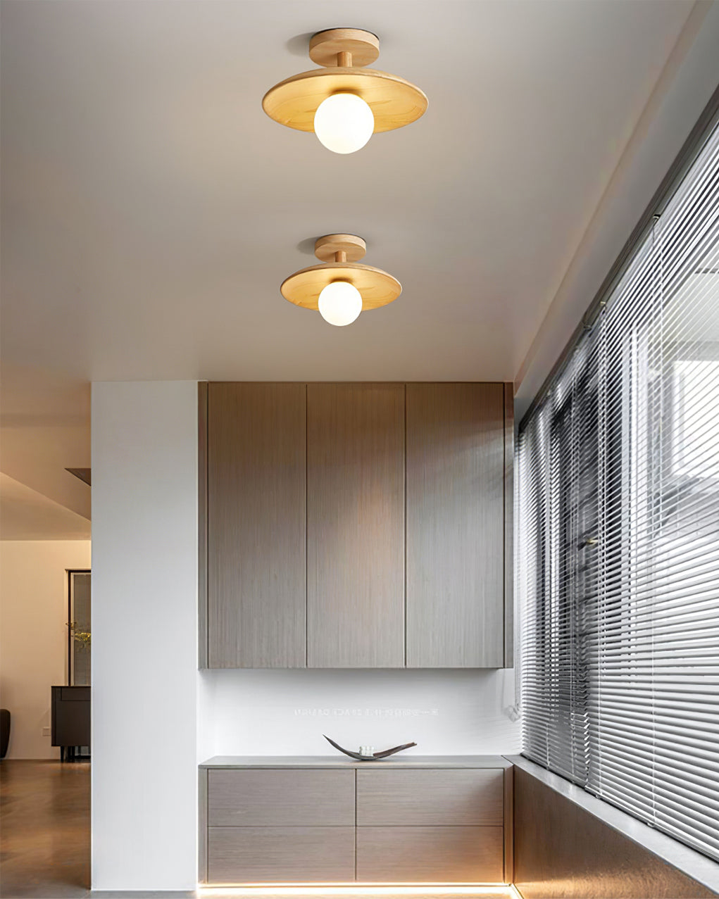 Glivon | Ash Wood Ceiling Light Flush Mount Entryway