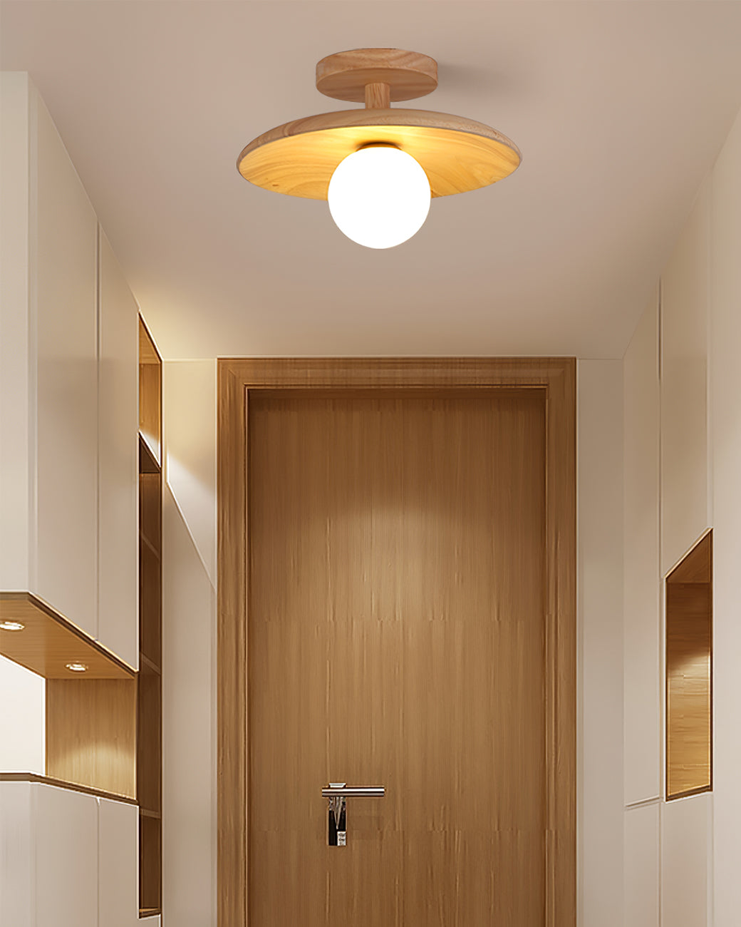 Glivon | Ash Wood Ceiling Light Flush Mount Entryway