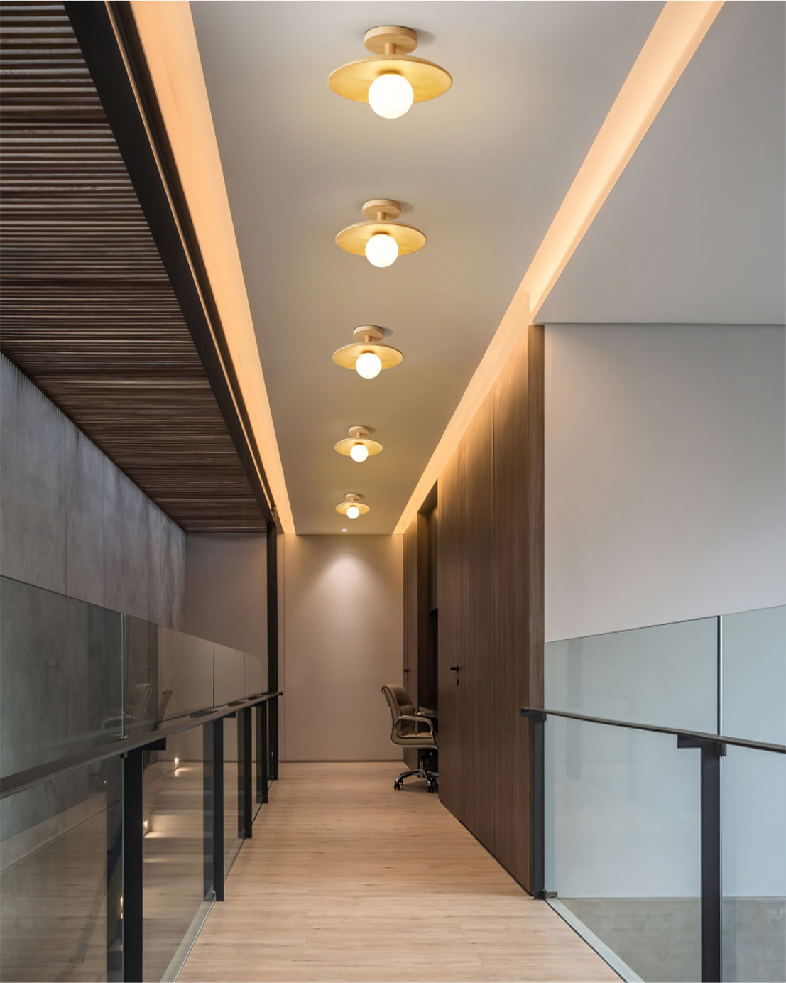 Glivon | Ash Wood Ceiling Light Flush Mount Entryway