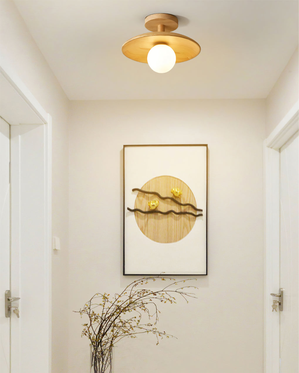 Glivon | Ash Wood Ceiling Light Flush Mount Entryway
